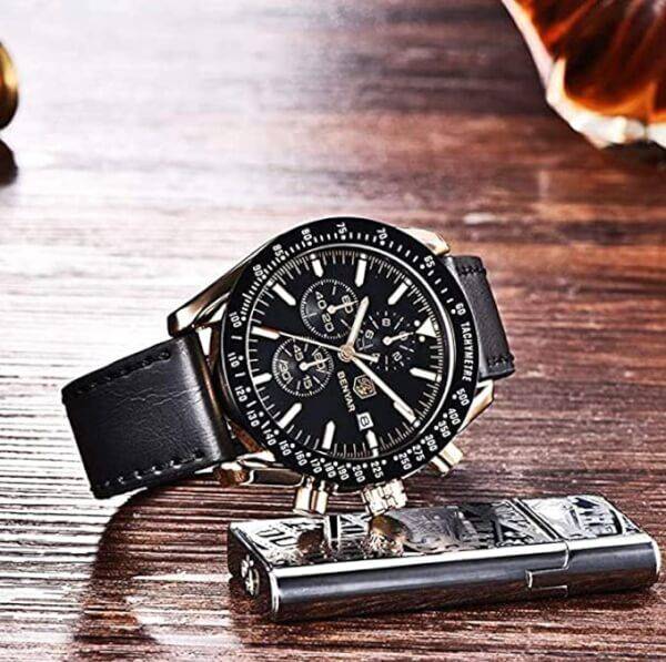 Montre homme Chronographe mouvement de quartz cuir 5 Montre homme Chronographe mouvement de quartz cuir - Image 5