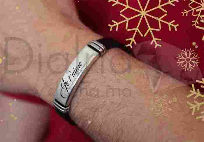 Bracelet Homme Graver Personnaliser Classique Manchette Tressé