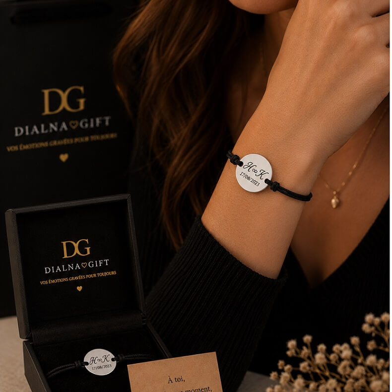 Bracelet Couple Personnalisé Initiales & Date – Un Lien Gravé Pour Toujours