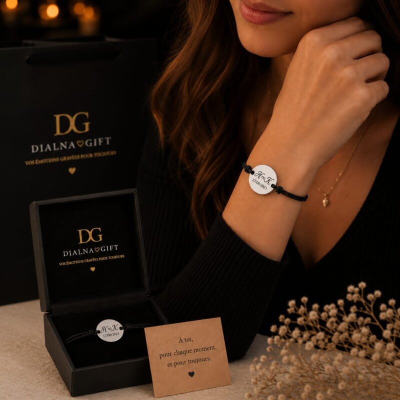 Bracelet personnalisé homme Maroc gravé laser Dialna Gift
