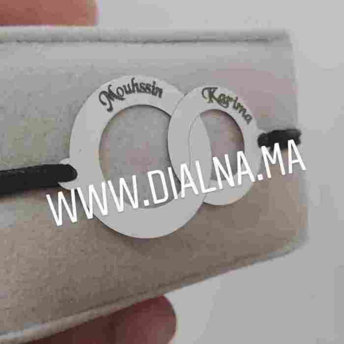 Bracelet sur cordon Anneaux entrelacés personnalisable 3 Bracelet sur cordon Anneaux entrelacés personnalisable - Image 3