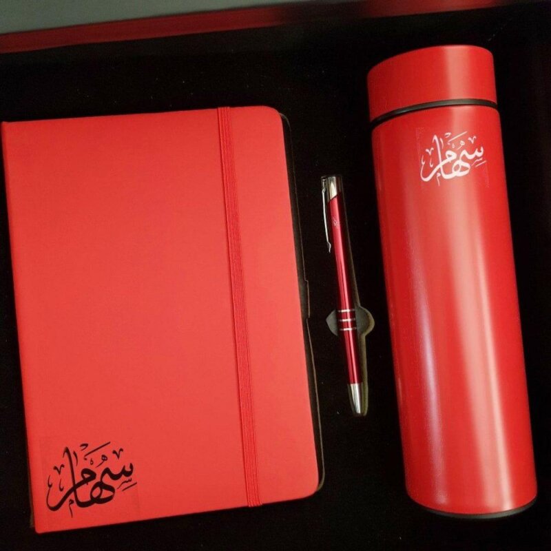 Pack cadeau personnalisé Bloc-notes Thermos stylo3