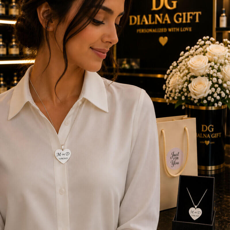Pendentif Cœur en Acier Inoxydable Personnalisé avec Texte