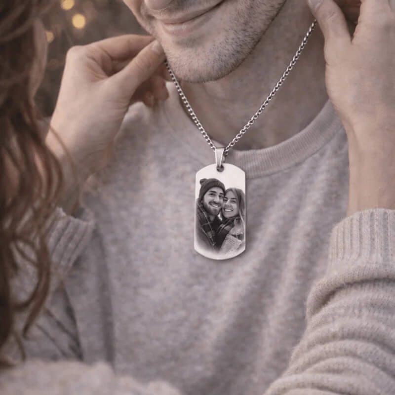 Pendentif Dog Tag Personnalisé avec photo en Acier inoxydable -cadeau unique 3 Pendentif Dog Tag Personnalisé avec photo en Acier inoxydable -cadeau unique