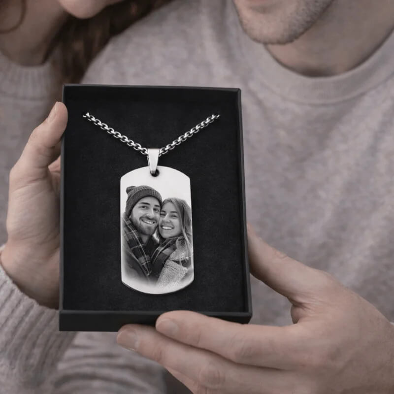 Pendentif Dog Tag Personnalisé avec photo en Acier inoxydable -cadeau unique
