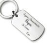 Porte-clés dogtag en acier avec texte de votre choix