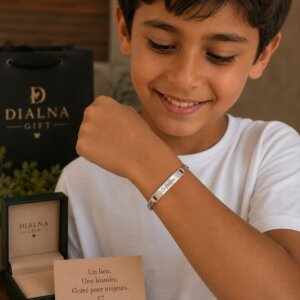 Cadeau personnalisé Maroc Anniversaire : idées uniques et originales pour offrir un cadeau inoubliable 5 Gourmette personnalisée enfant Maroc – Bracelet gravé prénom élégant