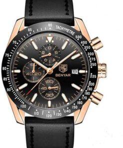 Montre homme Chronographe mouvement de quartz cuir