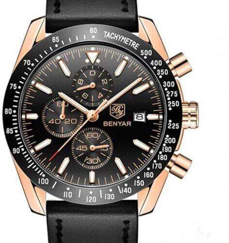 Montre homme Chronographe mouvement de quartz cuir