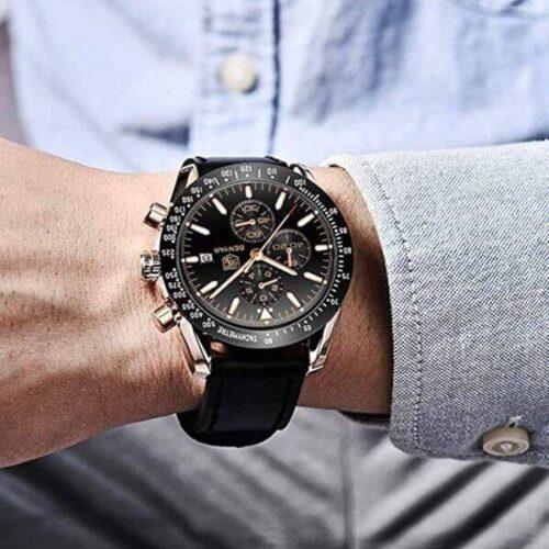 Montre homme Chronographe mouvement de quartz cuir - Image 2