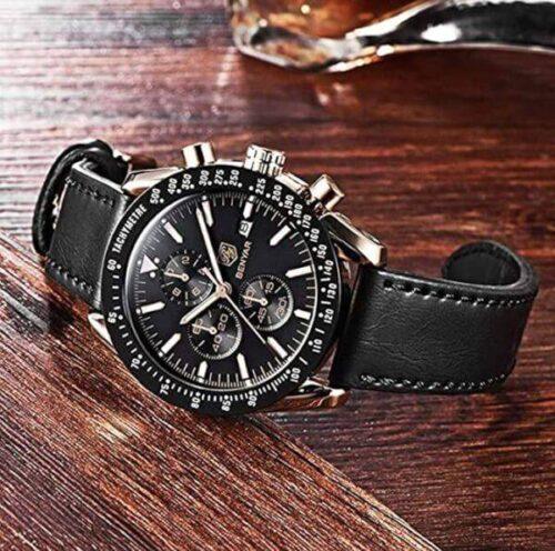 Montre homme Chronographe mouvement de quartz cuir - Image 4
