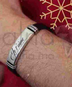 Bracelet Homme Graver Personnaliser Classique Manchette Tressé