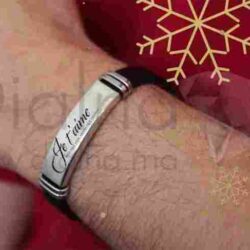 Bracelet Homme Graver Personnaliser Classique Manchette Tressé