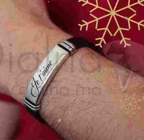 Bracelet Homme Graver Personnaliser Classique Manchette Tressé
