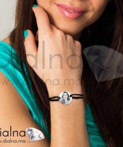 Bracelet rond personnalisé avec photo en acier inoxydable 22mm