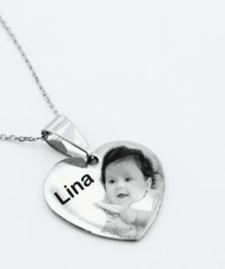 Pendentif personnalisé avec photo en acier inoxydable forme cœur