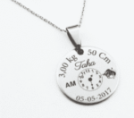 Pendentif cadeau de naissance Acier Inoxydable 20mm