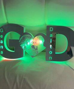 Personnalisé lettre coeur photo couple LED