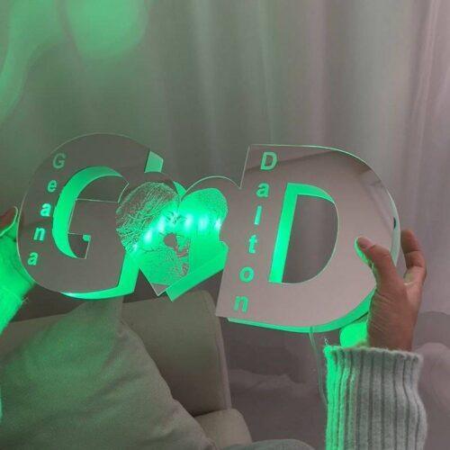 Personnalisé lettre coeur photo couple LED