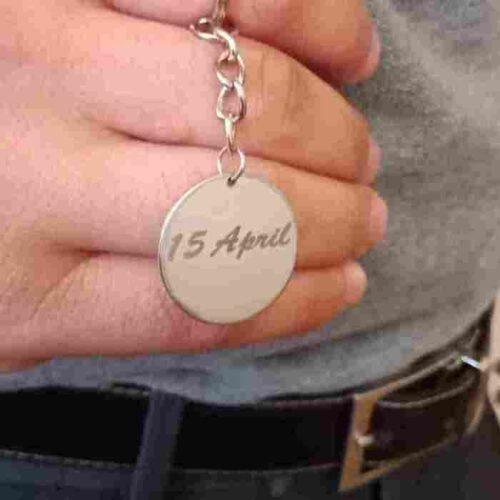 Porte-clés en acier inoxydable d'une forme ronde diamètre 30mm - Image 2