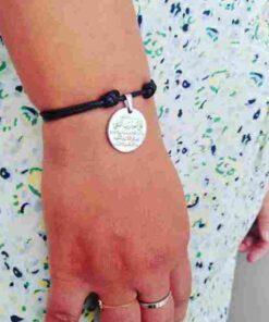 Bracelet pendentif rond personnalisé avec texte en Acier Inoxydable 22mm