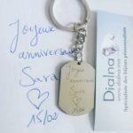 Porte-clés dogtag en acier avec texte de votre choix