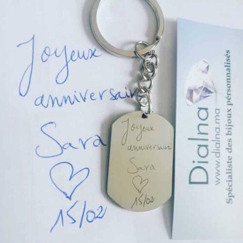 Porte-clés dogtag en acier avec texte de votre choix