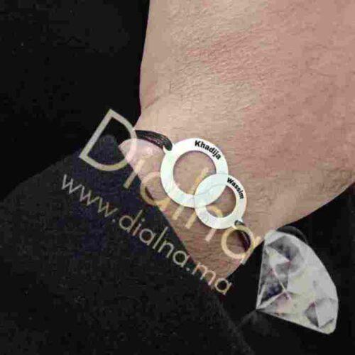 Bracelet sur cordon Anneaux entrelacés personnalisable - Image 2
