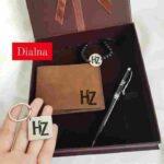 Pack personnalisé 4 pièces avec texte Bracelet Portefeuille Porte clés Stylo