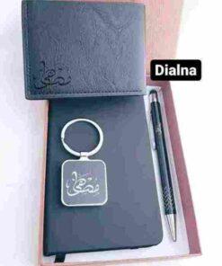 Pack 4 pièces personnalisé avec texte porte-monnaie Stylo Bloc-notes Porte clés