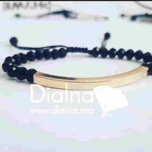 Bracelet Doré Personnalisé avec Texte & Pierres Esthétiques