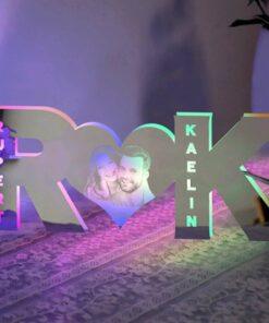 Personnalisé lettre coeur photo couple LED